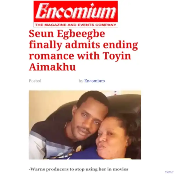 See Why “Toyin Aimakhu’s Ex-boyfriend, Seun Egbegbe, Declares Her Career is finished,”